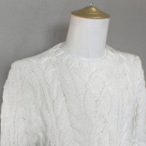 NEW Polo Ralph Lauren Sweater  L  XL Off White  Heavy Cable  Hand Knit  Slim Fit - Picture 2 of 3
